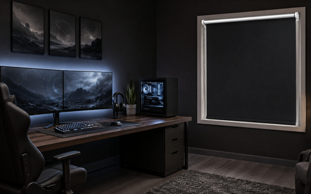 1 ruch, który odcina światło – rolety zaciemniające termiczne w gaming roomie